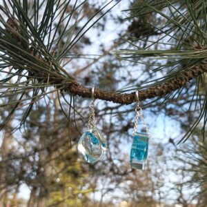 Boucles d'oreilles Goutte aux fleurs bleues