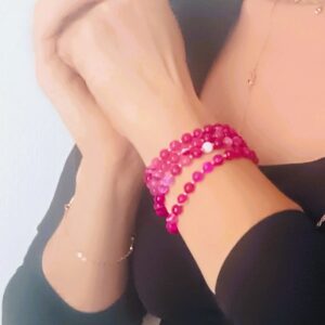 Bracelet quadrilobe en agate "Rose" – Image 2