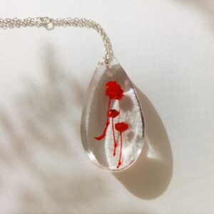 Collier chaîne "Goutte aux fleurs rouges" – Image 2