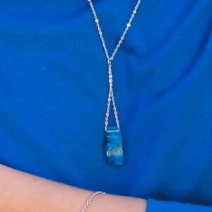 Collier chaîne "Goutte aux fleurs bleues" – Image 3