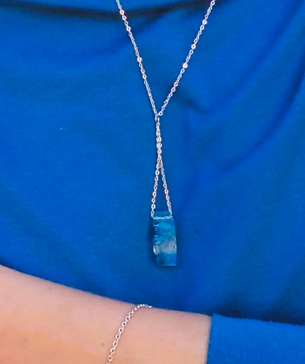 Collier chaîne "Goutte aux fleurs bleues" – Image 3