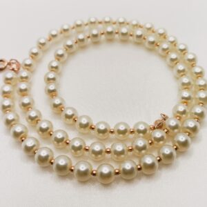 Collier en perles rondes "Blanc rosé"
