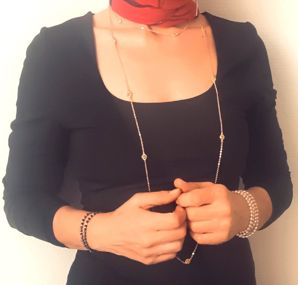 Collier extra long Trèfle ajouré doré à l'Or fin