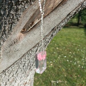 Collier chaîne "Bouquet de fleurs roses"