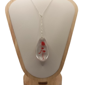 Collier chaîne "Goutte aux fleurs rouges" – Image 3