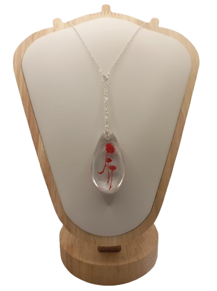 Collier chaîne "Goutte aux fleurs rouges" – Image 3