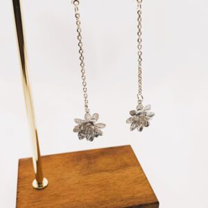 Boucles d'oreilles "Fleur de lotus à la chaînette" – Image 2