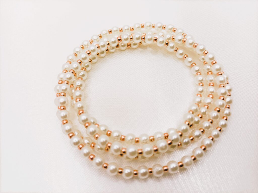 Bracelet quadruple "Blanc rosé"