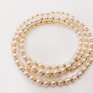 Bracelet quadruple "Blanc rosé"