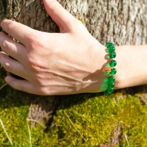Bracelet en perles rondes "Nuances d'émeraude"