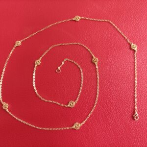 Collier long Trèfle ajouré doré à l'Or fin – Image 2