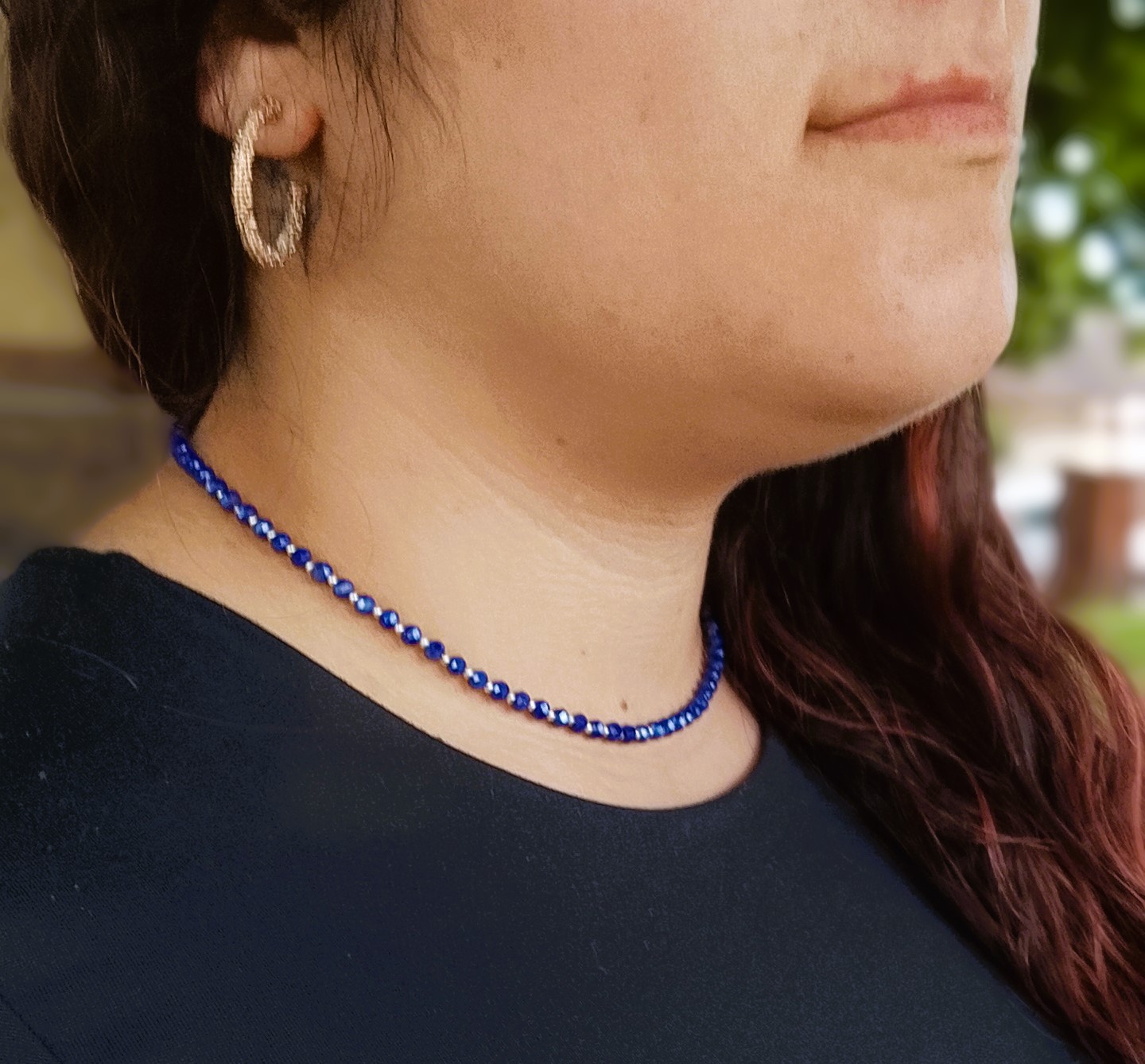 Collier court en perles de cristal "Violet" – Image 1