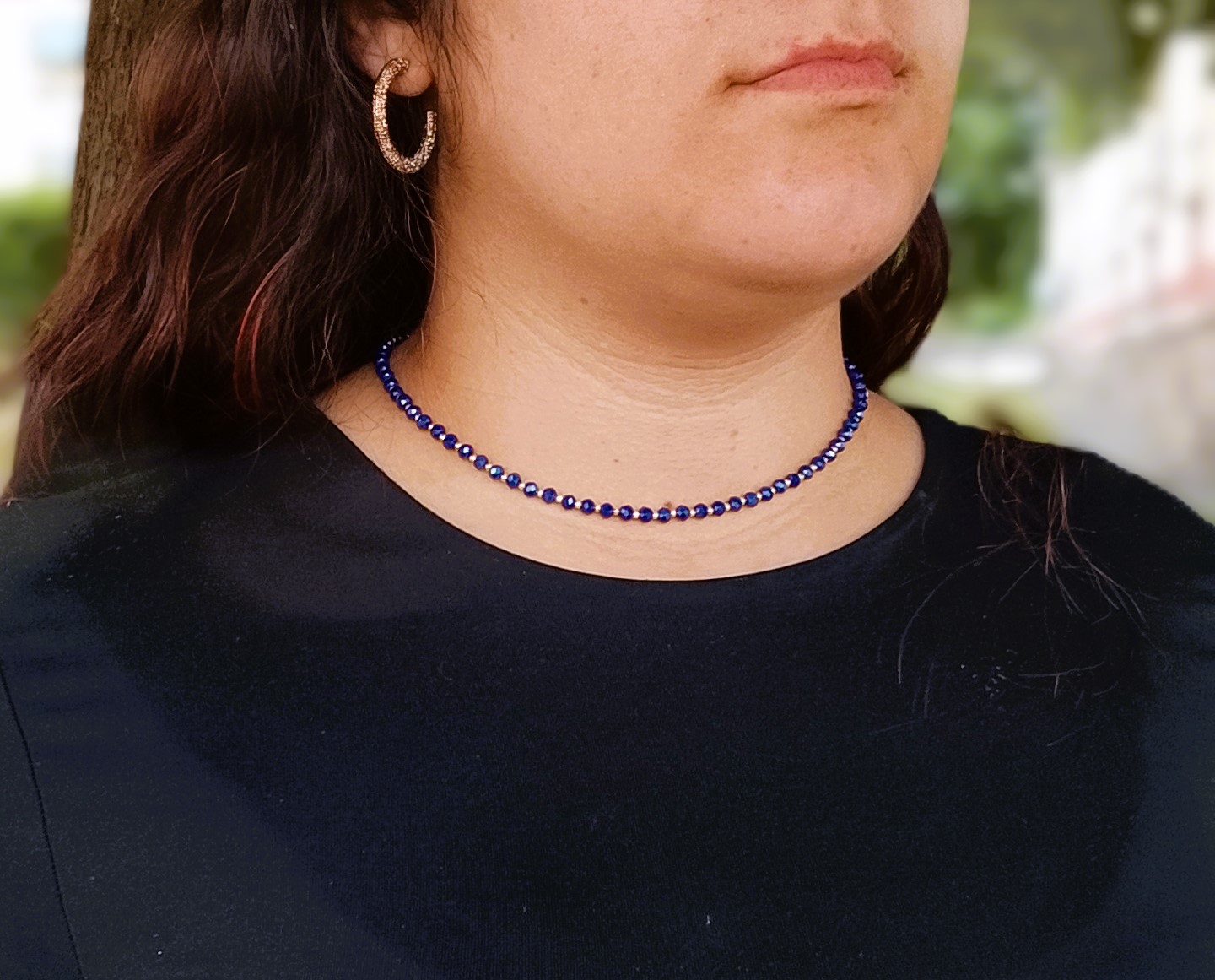 Collier court en perles de cristal "Violet" – Image 2