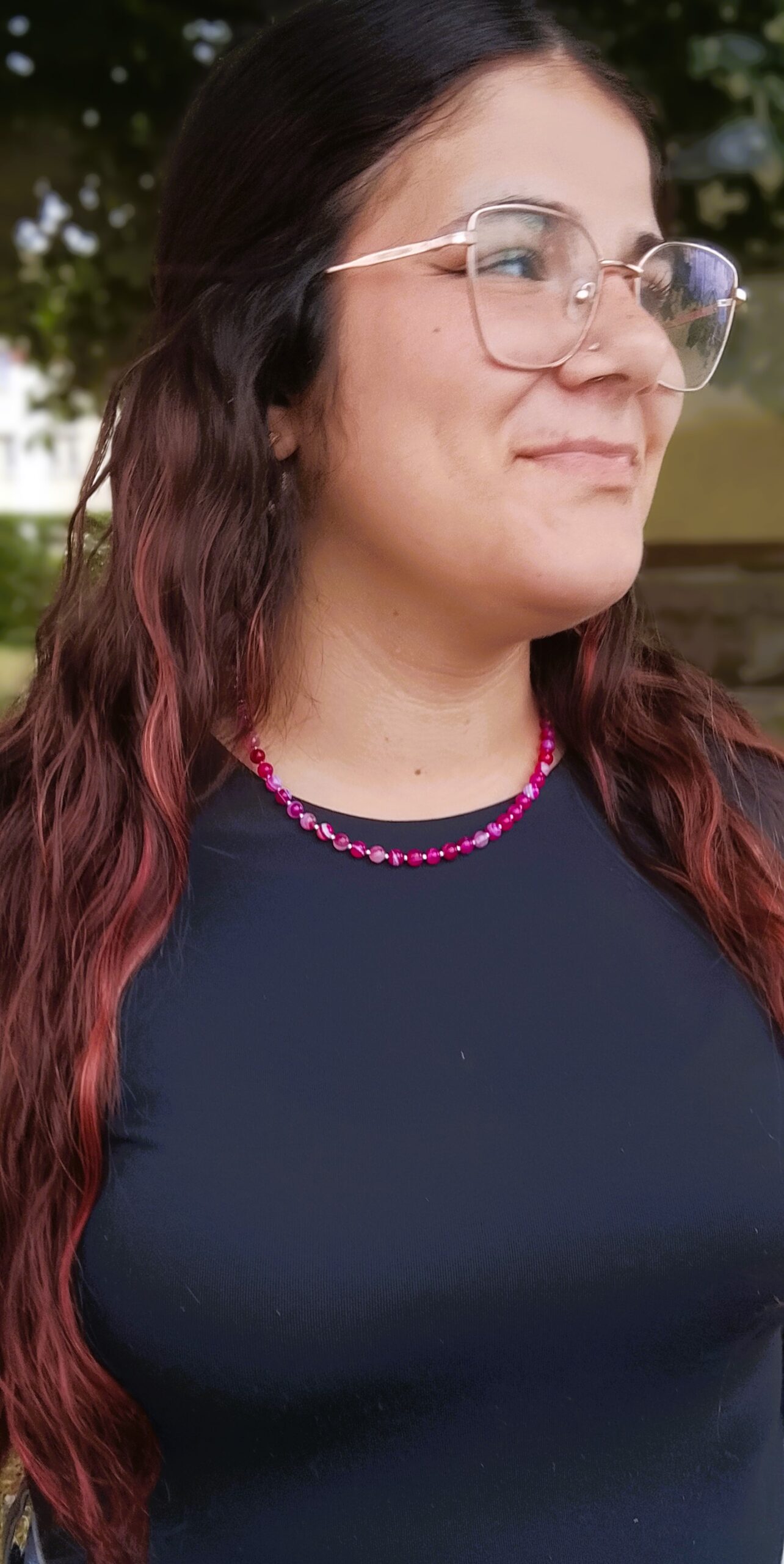 Collier court en agate "Rose" – Image 1