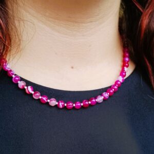 Collier court en agate "Rose" – Image 2