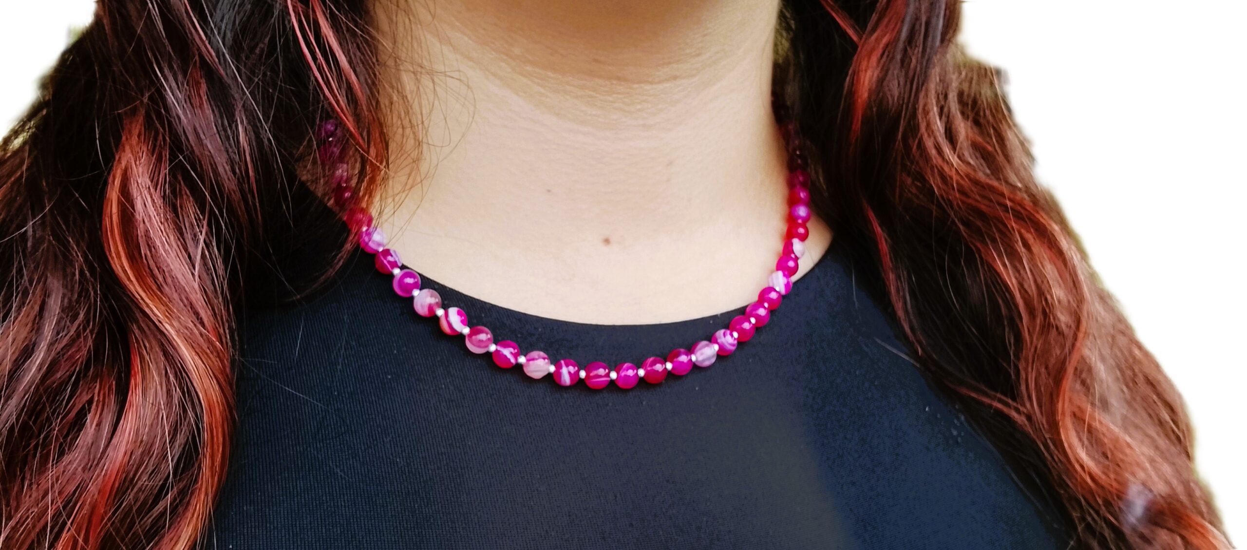 Collier court en agate "Rose" – Image 2