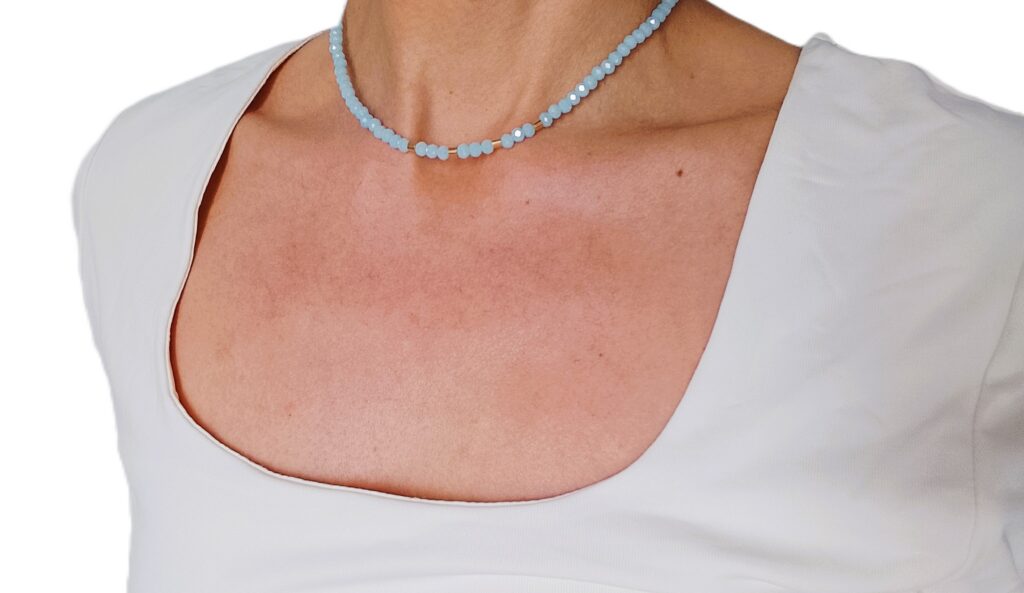 Collier court en perles "Bleu Ciel"