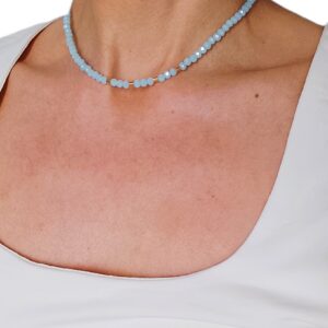Collier court en perles "Bleu Ciel"