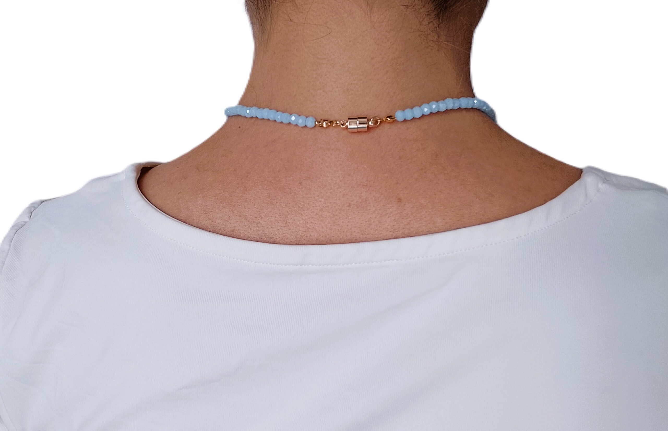 Collier court en perles "Bleu Ciel" – Image 5