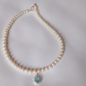 Collier court Bleu ciel en fleur – Image 2