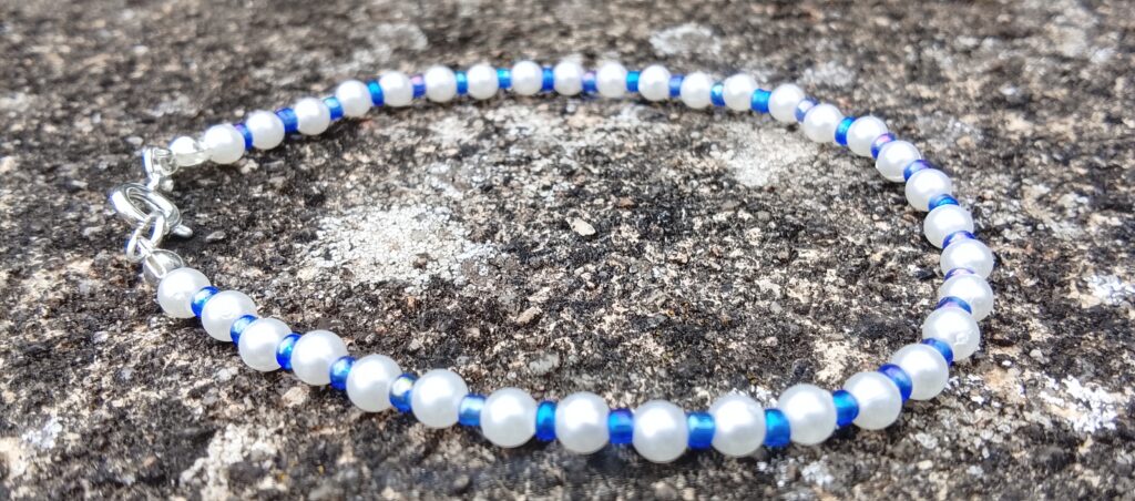 Bracelet en perles 2 rangs Bleu Marine