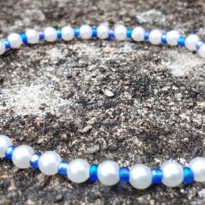 Bracelet en perles à deux rangs Bleu Marine