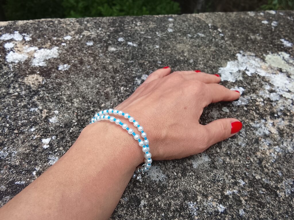 Bracelet en perles 2 rangs Nuances de Bleu