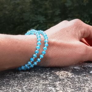 Bracelet en perles de cristal à deux rangs "Bleu Azur"