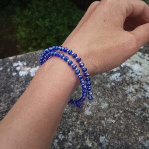 Bracelet en perles de cristal à deux rangs Bleu Améthyste