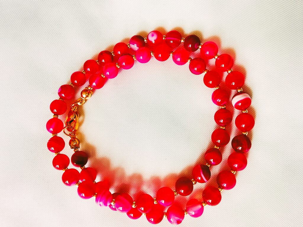 Bracelet 2 rangs en agate Rose
